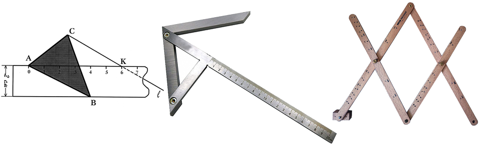 Bibikov’s agrometer, a diameter gauge and centre finder (centring square), and a pantograph