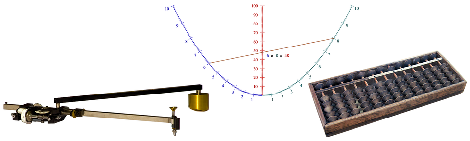 An Amsler–Coradi planimeter, a nomogram for the multiplication table and a soroban