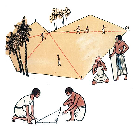 To keep pyramid construction on plan, Egyptians employed a specialist surveyor called a harpedonapt, literally a rope-stretcher