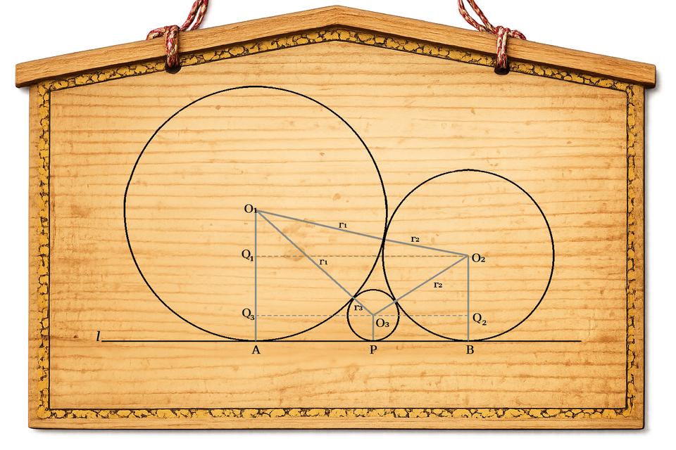 A stylized diagram in the spirit of Japanese sangaku for the problem of three tangent circles