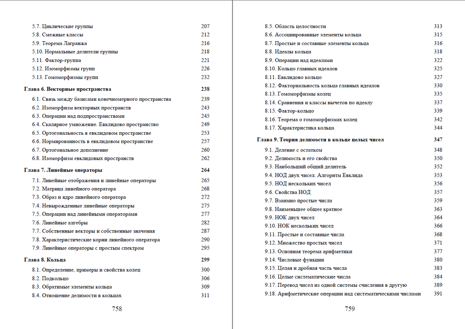 The contents of The Mathematician's Bible: Fundamentals of Higher and Linear Algebra (2024).
