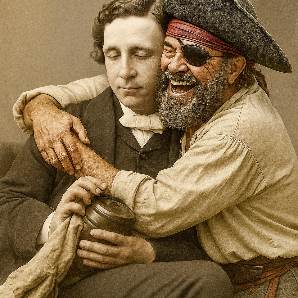 AI collage, Lewis Carroll and a Pirate