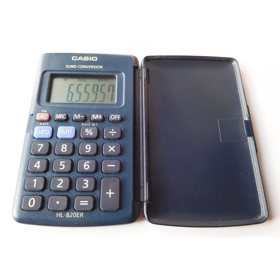 A basic calculator, Casio HL-820ER