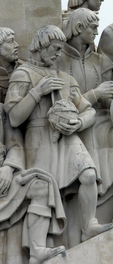Sculpture of Pedro Nunes (1502–1578) on the Monument to the Discoveries in Lisbon, Portugal.