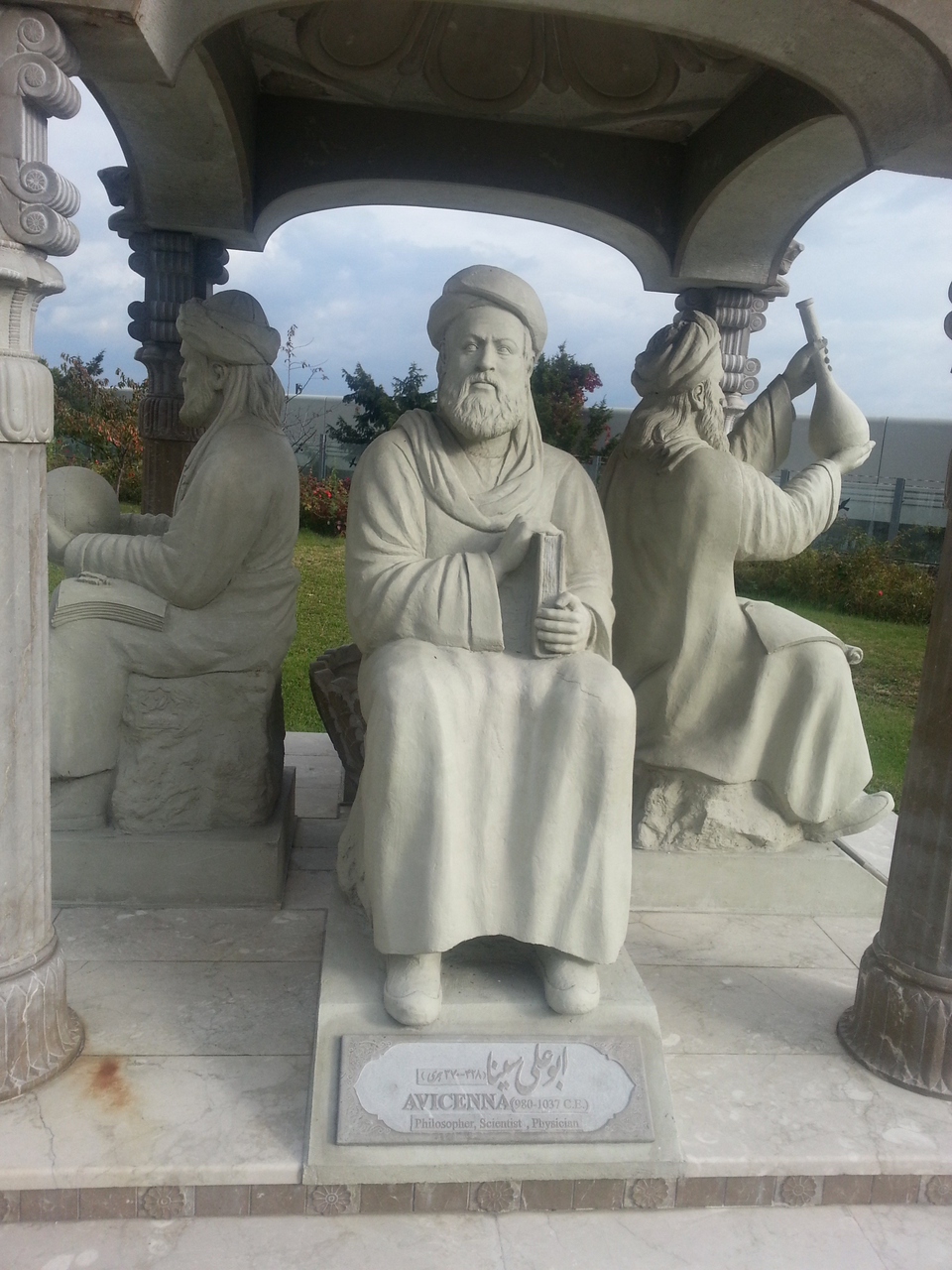 Statue of Avicenna (980–1037) in the Persian Scholars Pavilion outside the United Nations office in Vienna, Austria.